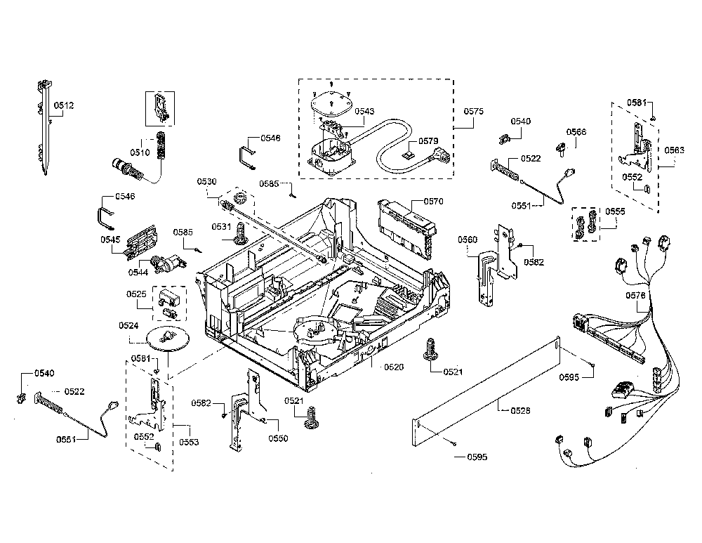 Base/power cord Diagram and Parts List for SHP865WF2N 01 Bosch Dishwasher