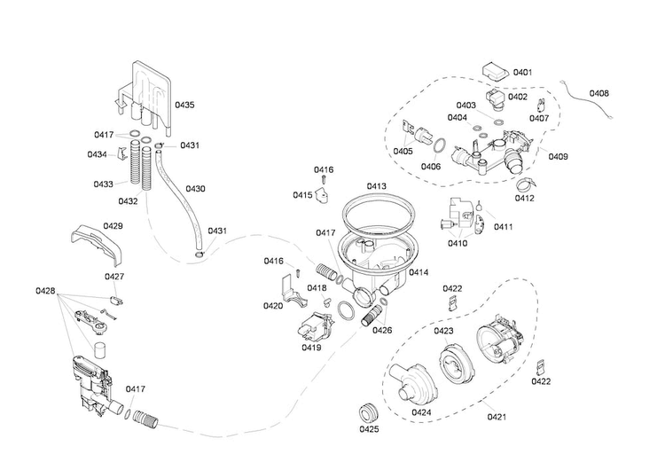Pump Assy Diagram and Parts List for SHE46C06UC 22 Bosch Dishwasher