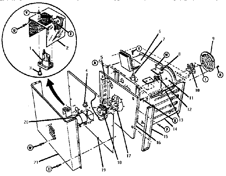 Body Parts, Rear View Diagram and Parts List for ESC30CVB-01  Thermador Range