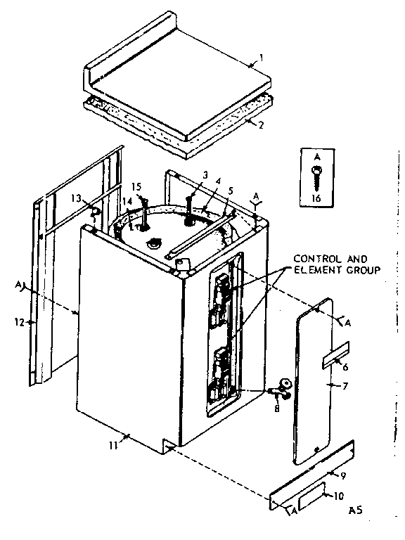 Non-functional Replacement Parts Diagram and Parts List for 153312210  Kenmore Water Heater