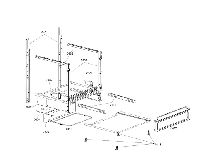 Body Diagram and Parts List for HES442U 02 Bosch Range
