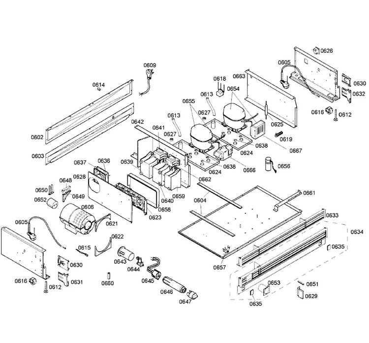 Compressors Diagram and Parts List for T36IT71NNP 03 Thermador Refrigerator