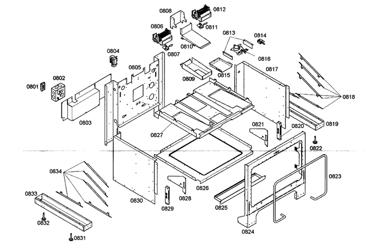 Cabinet Parts 2 Diagram and Parts List for PRG304EG01  Thermador Range