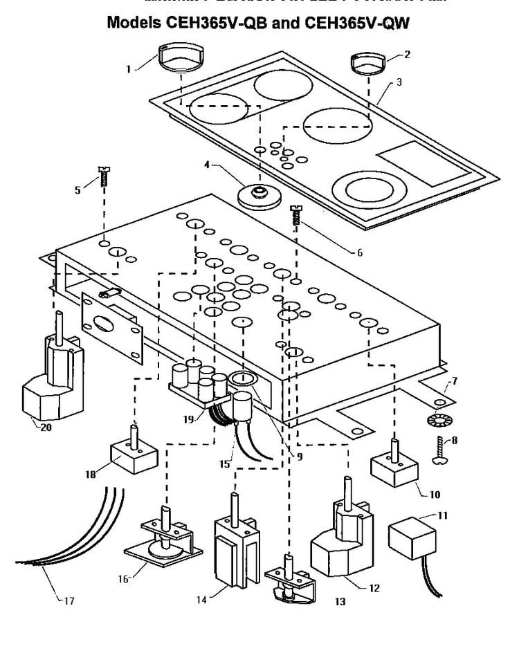 Models Ceh365v-qb And Ceh365v-qw Diagram and Parts List for CEH365Q  Thermador Cooktop
