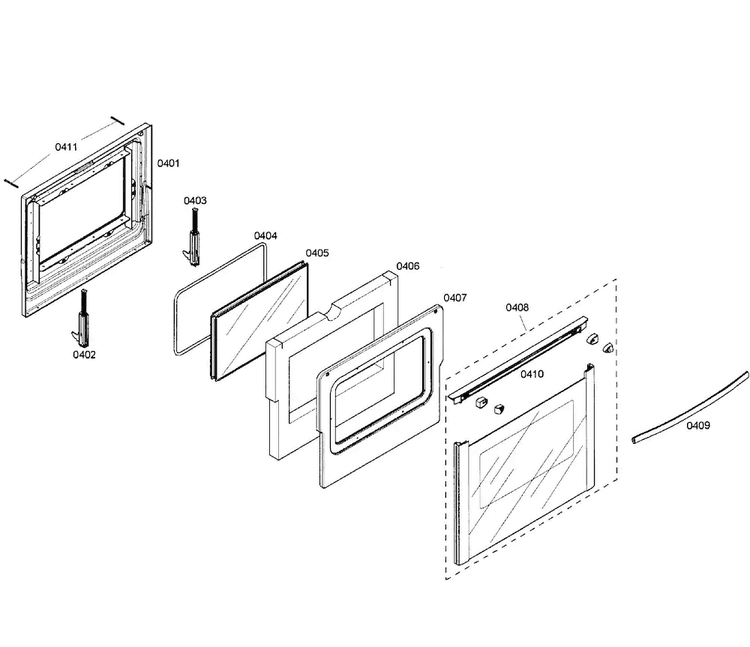 Door Assy Diagram and Parts List for HGS7052UC 03 Bosch Range