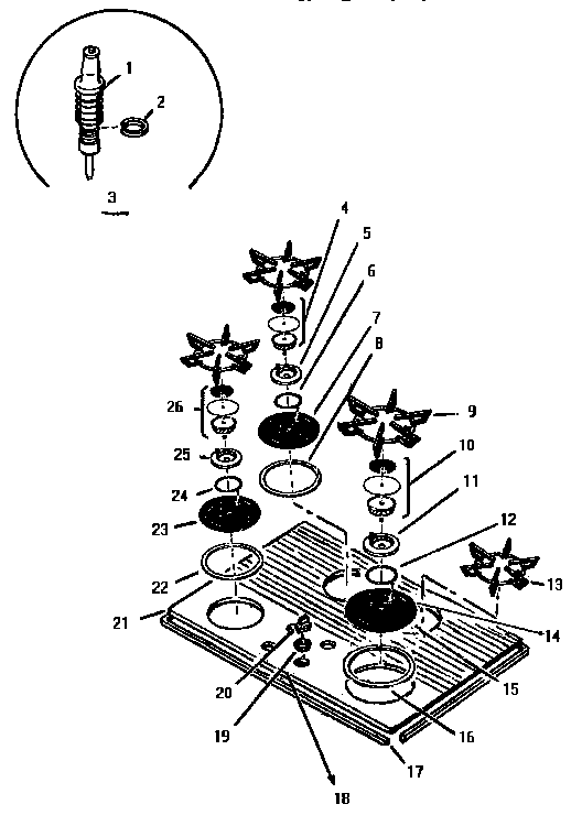 Section 5 Diagram and Parts List for GGCV3001  Thermador Cooktop