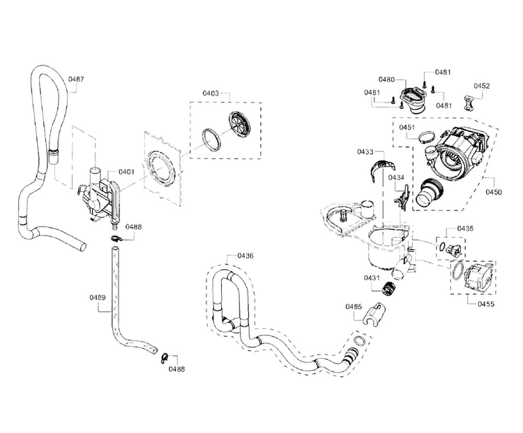 Pump Section Diagram and Parts List for SHS5AVF2UC 01 Bosch Dishwasher