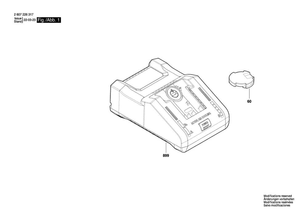 Diagram Diagram and Parts List for GAL18V-160C 2 607 226 325 Bosch Charger