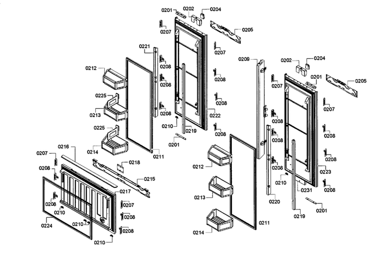 Door Assy Diagram and Parts List for T36IT71NNP 35 Thermador Refrigerator