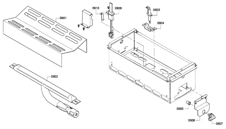Oven Burner Diagram and Parts List for PRG486EDPG 01 Thermador Range