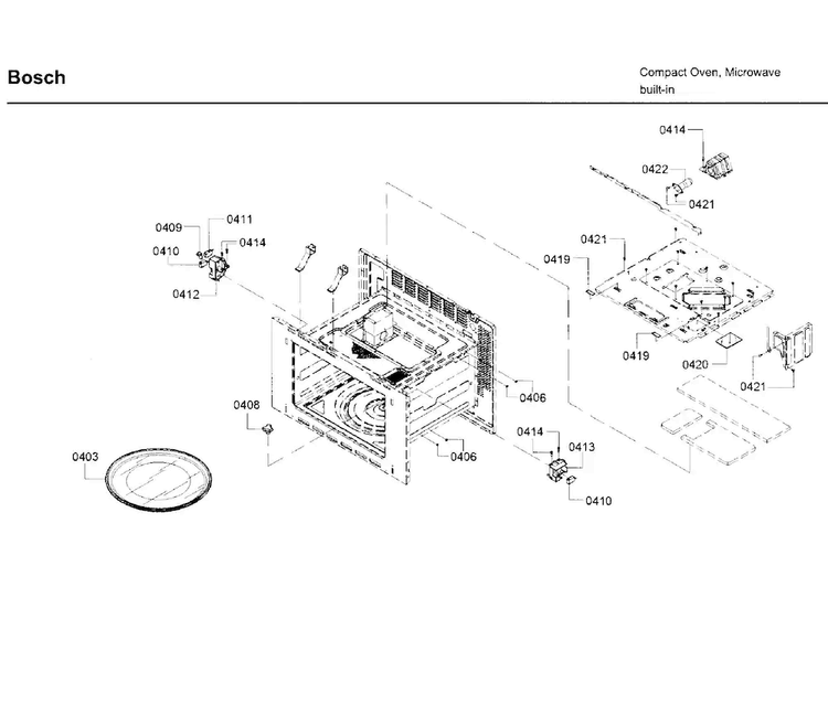 Cavity Diagram and Parts List for HMB50152UC 01 Bosch Microwave