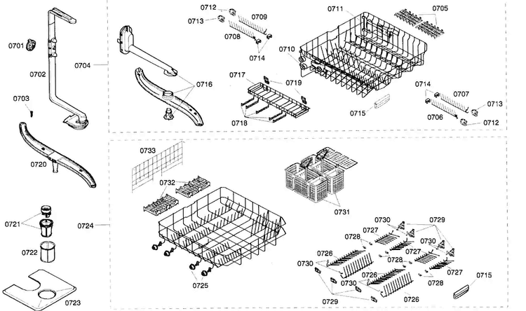 Accessory Diagram and Parts List for SHV57C03UC 22 Bosch Dishwasher