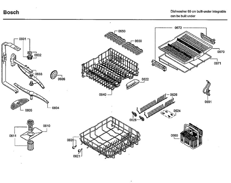 Rack Asy Diagram and Parts List for SHX7ER55UC 51 Bosch Dishwasher