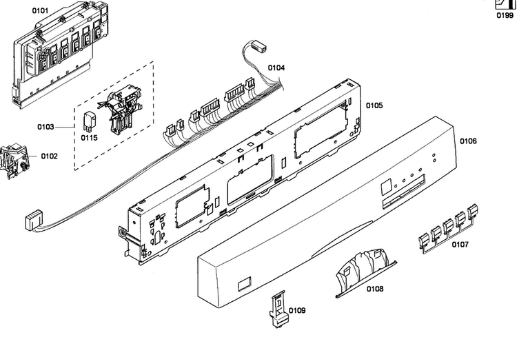 Control Panel Diagram and Parts List for SHE43P05UC 58 Bosch Dishwasher
