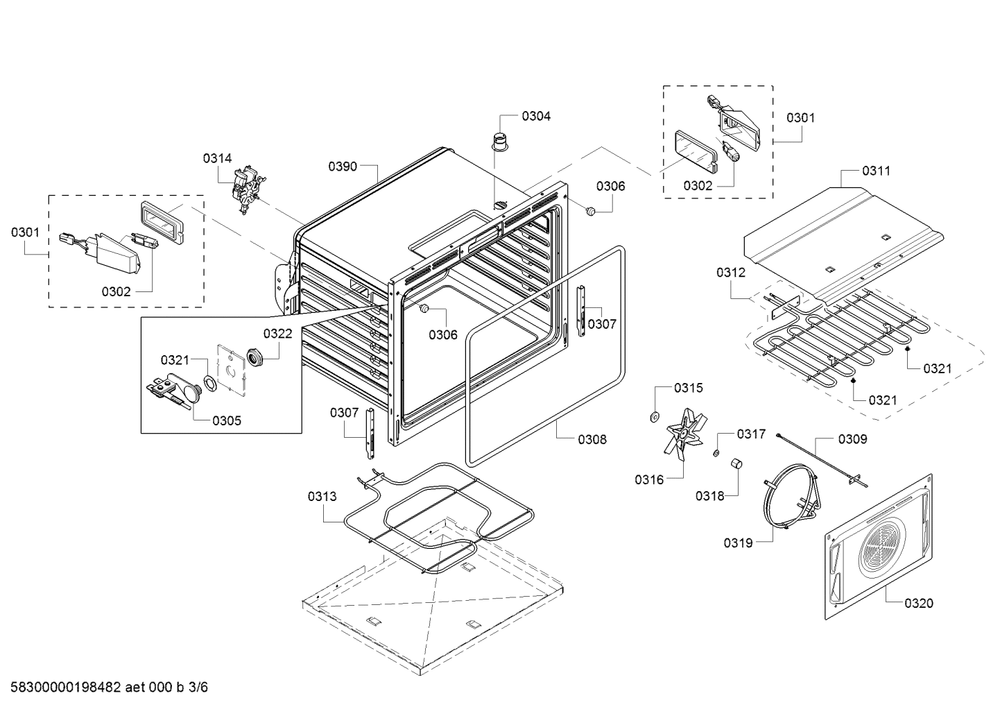 Diagram 3 Diagram and Parts List for HBLP451UC-02  Bosch Wall Oven