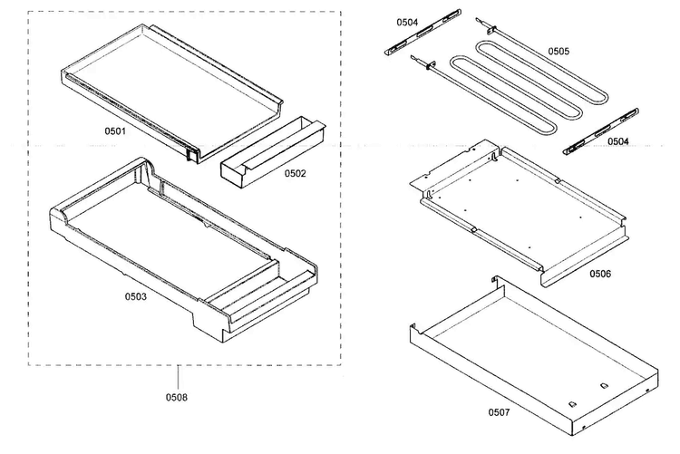 Griddle Diagram and Parts List for PRG364EDH02  Thermador Range