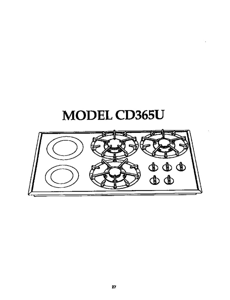 Cooktop Diagram and Parts List for CD365U  Thermador Cooktop