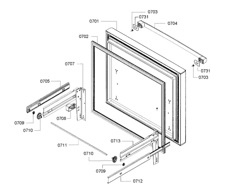 Freezer Door Diagram and Parts List for B26FT70SNS 02 Bosch Refrigerator