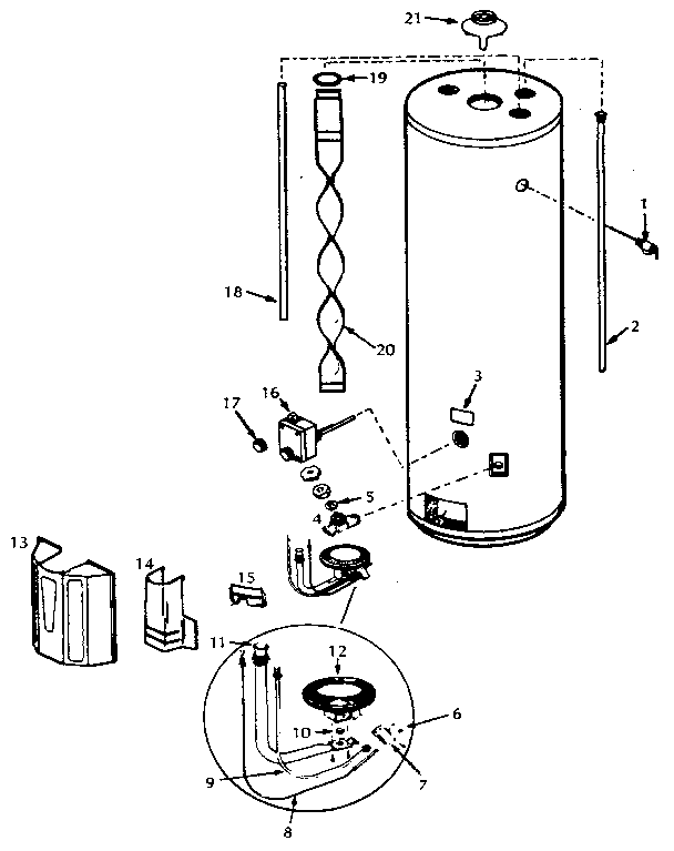 Replacement Parts Diagram and Parts List for 153334700  Kenmore Water Heater