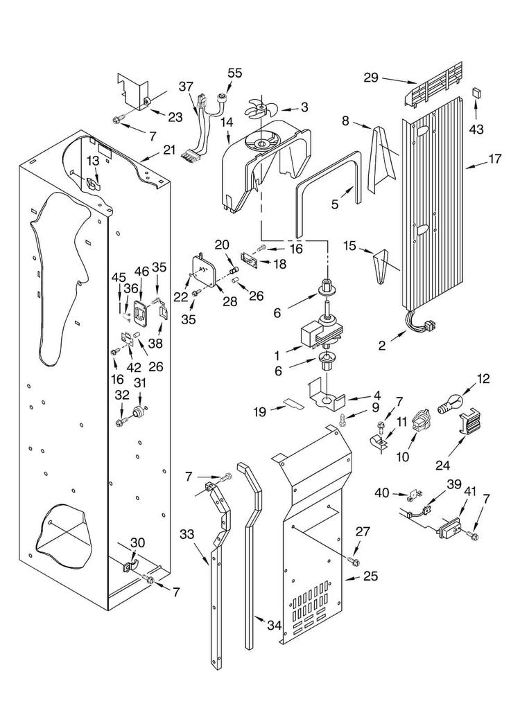 Freezer Liner And Air Flow Parts Diagram and Parts List for KBUDT4270A 02 Thermador Refrigerator