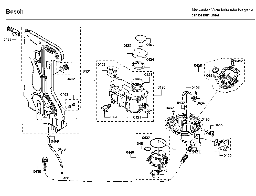 Pump Diagram and Parts List for SHP88PW55N 01 Bosch Dishwasher