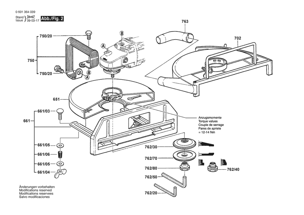 Section 2 Diagram and Parts List for GWS24-300 0601364039 Bosch Angle Grinder
