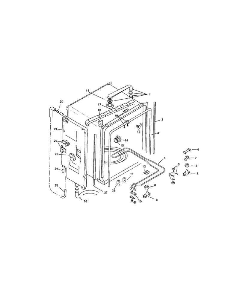 Inner Liner Diagram and Parts List for SMU7052UC-09 FD7307, 7504-7506 Bosch Dishwasher