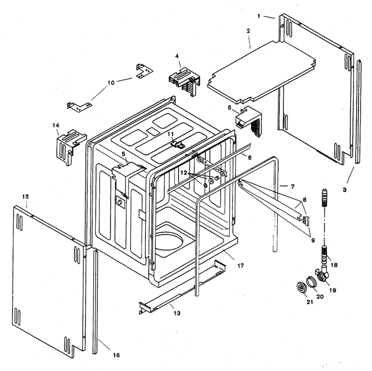 Tank Assy Diagram and Parts List for SHU5307UC 12 Bosch Dishwasher