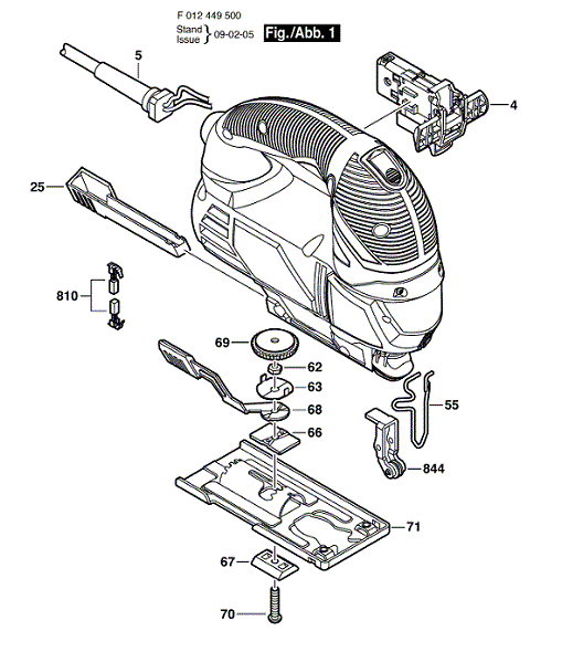 Bosch 4395 (F012439501) Diagram and Parts List for 4395 F012439501 Bosch Jig Saw