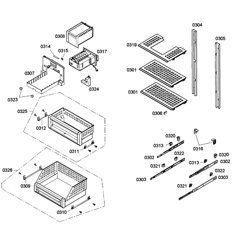 Shelfs Diagram and Parts List for T24ID80NRP 41 Thermador Freezer