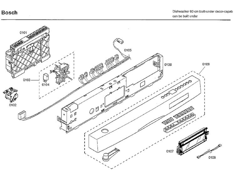 Control Panel Diagram and Parts List for SHE66C02UC 40 Bosch Dishwasher
