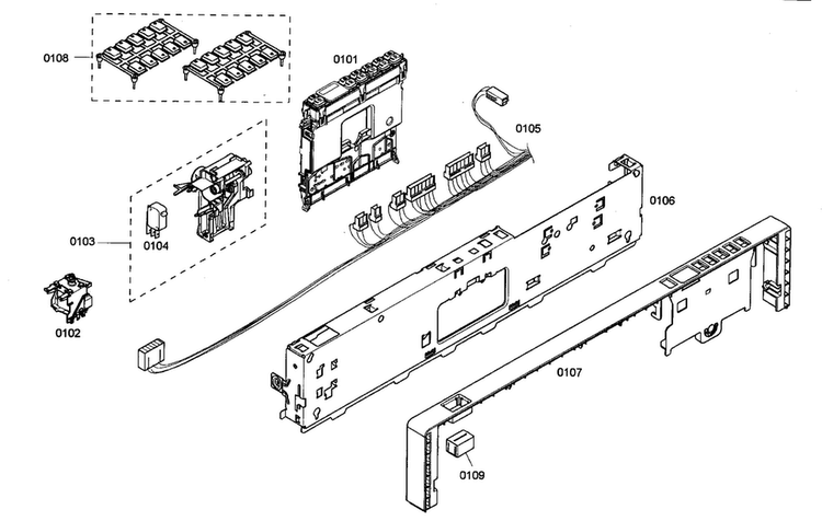 Control Panel Diagram and Parts List for SHX45M06UC 48 Bosch Dishwasher