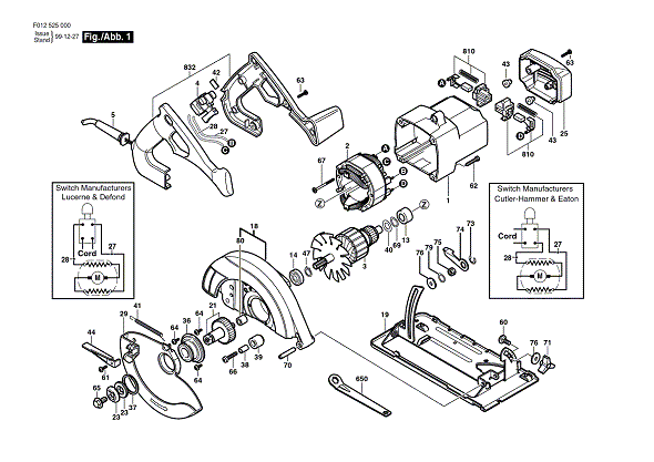 Bosch 5250type1 (F012525000) Diagram and Parts List for 5250 (TYPE 1)(F012525000) Bosch Circular Saw