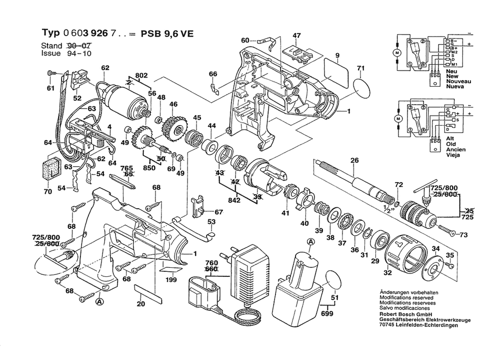 Section 1 Diagram and Parts List for 0603926727  Bosch Impact Driver