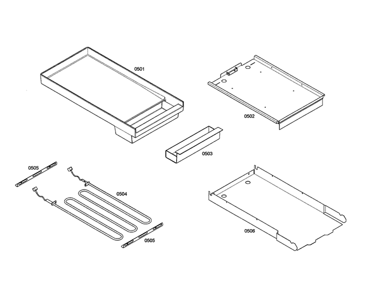 Tray/grid Diagram and Parts List for PRD486EDHC 01 Thermador Range