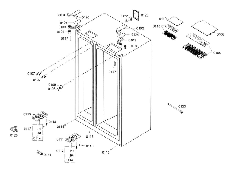 Cabinet Diagram and Parts List for B22CS30SNI 02 Bosch Refrigerator