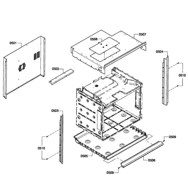 Cabinet Assy Diagram and Parts List for HBL8450UC 05 Bosch Wall Oven