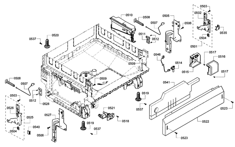 Base Diagram and Parts List for SHX4AT55UC 21 Bosch Dishwasher