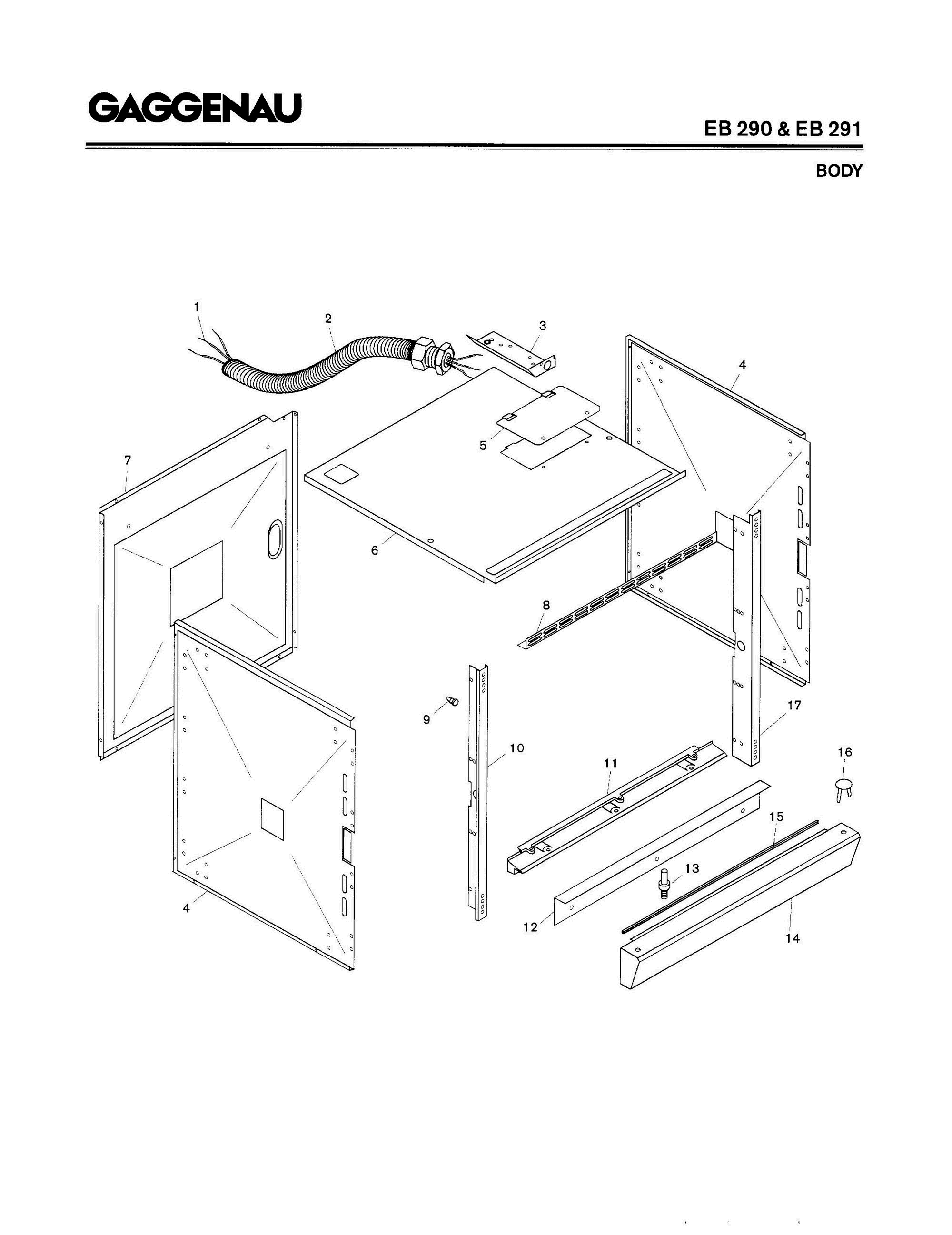 03 - BODY Diagram and Parts List for EB291-600  Bosch Range