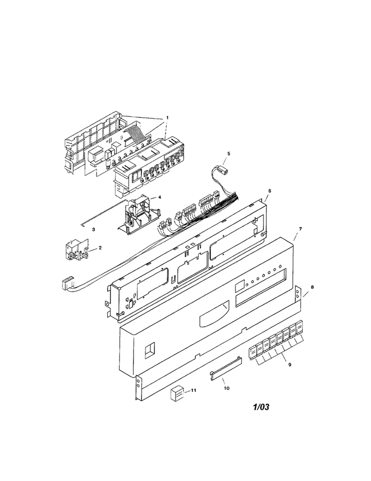 Fascia Panel Diagram and Parts List for SHI6806UC 06 Bosch Dishwasher