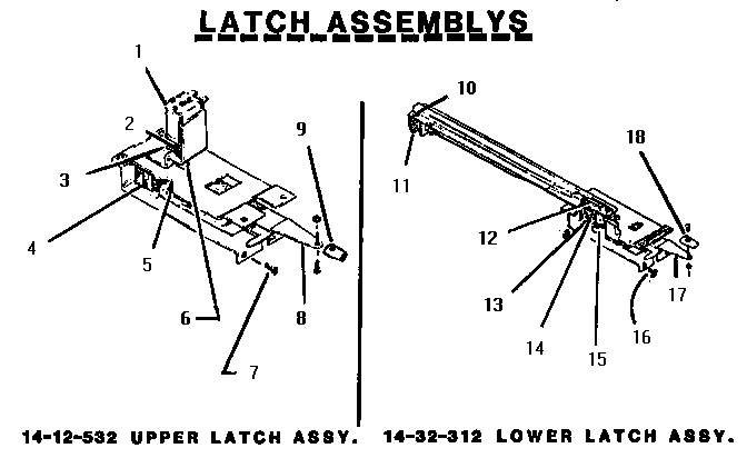 Latch Assemblies Diagram and Parts List for MSC224WC  Thermador Range