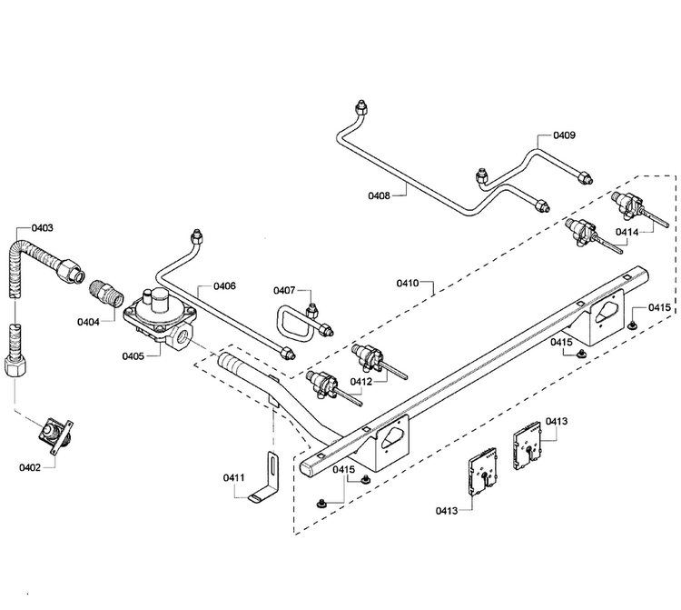 Manifold Assy Diagram and Parts List for PRD304GHU 10 Thermador Range