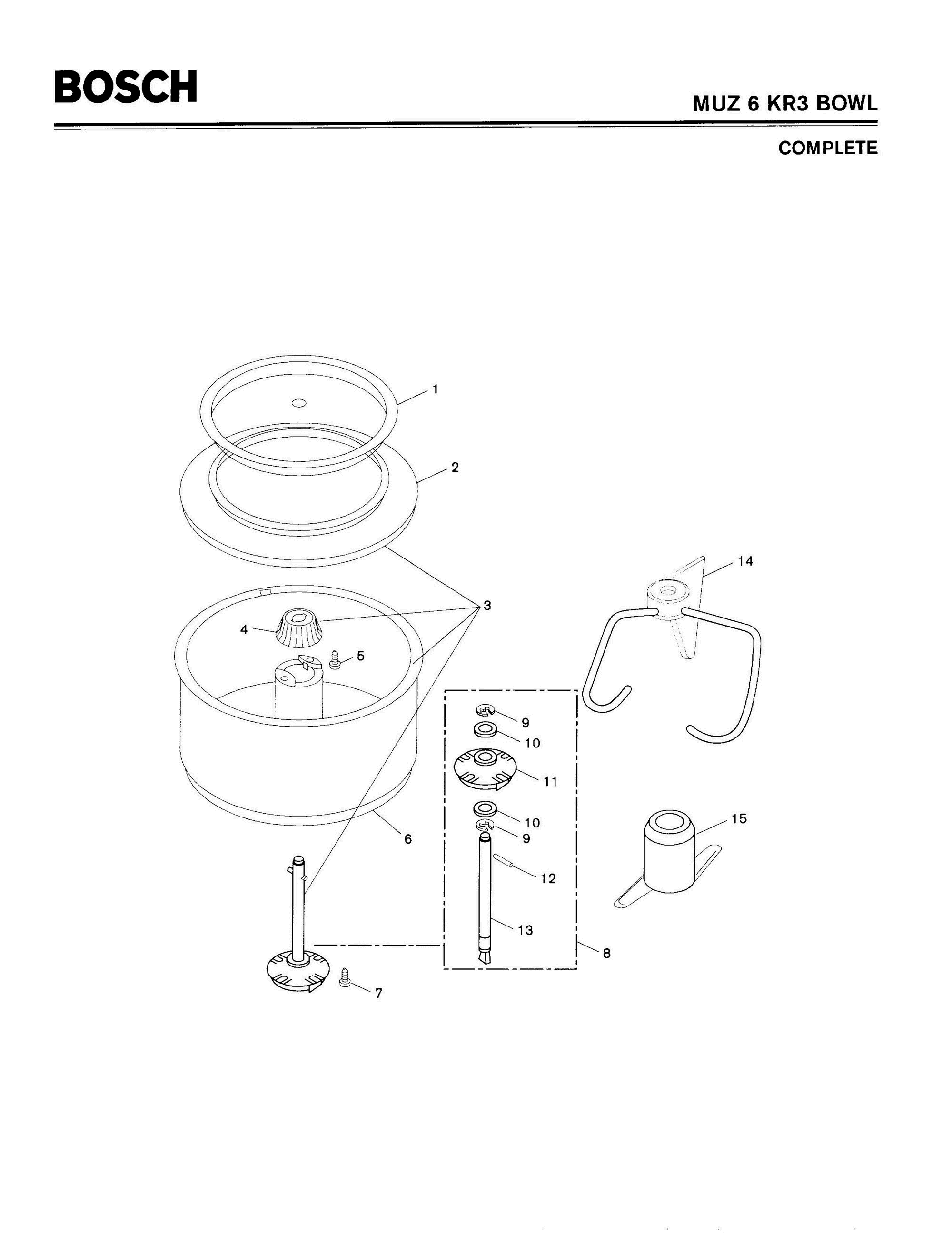 01 - COMPLETE Diagram and Parts List for MUZ6KR3  Bosch Mixer