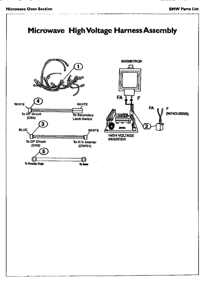 High Voltage Harness Assembly Diagram and Parts List for SMW272S  Thermador Range