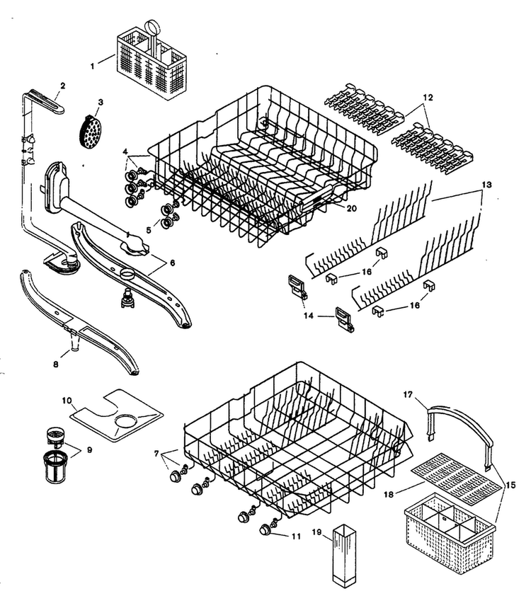 Racks Diagram and Parts List for SHU5305UC 06 Bosch Dishwasher