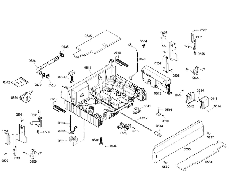 Base Section Diagram and Parts List for SHX55M06UC 50 Bosch Dishwasher