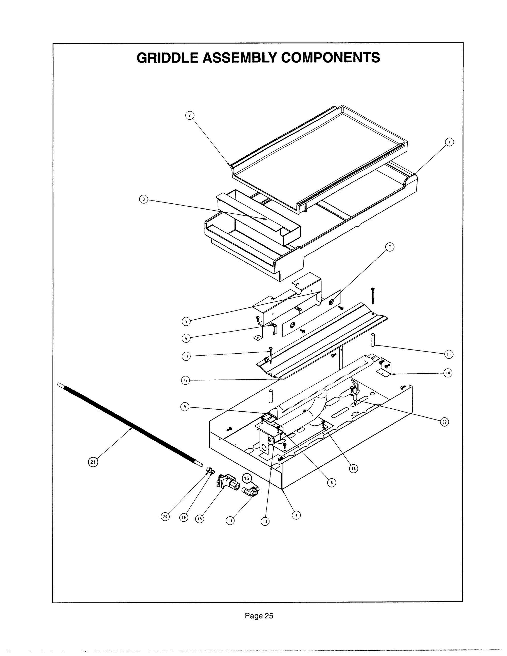 24 - GRIDDLE ASSEMBLY Diagram and Parts List for PSC366ZS  Bosch Cooktop