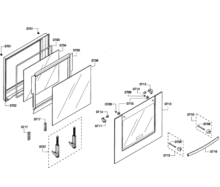Door Assy Diagram and Parts List for HBN3550UC 06 Bosch Wall Oven