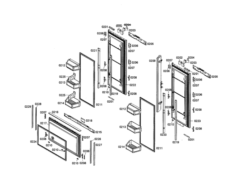 Refrigerator/freezer Door Diagram and Parts List for T36IT70CNS 01 Thermador Refrigerator
