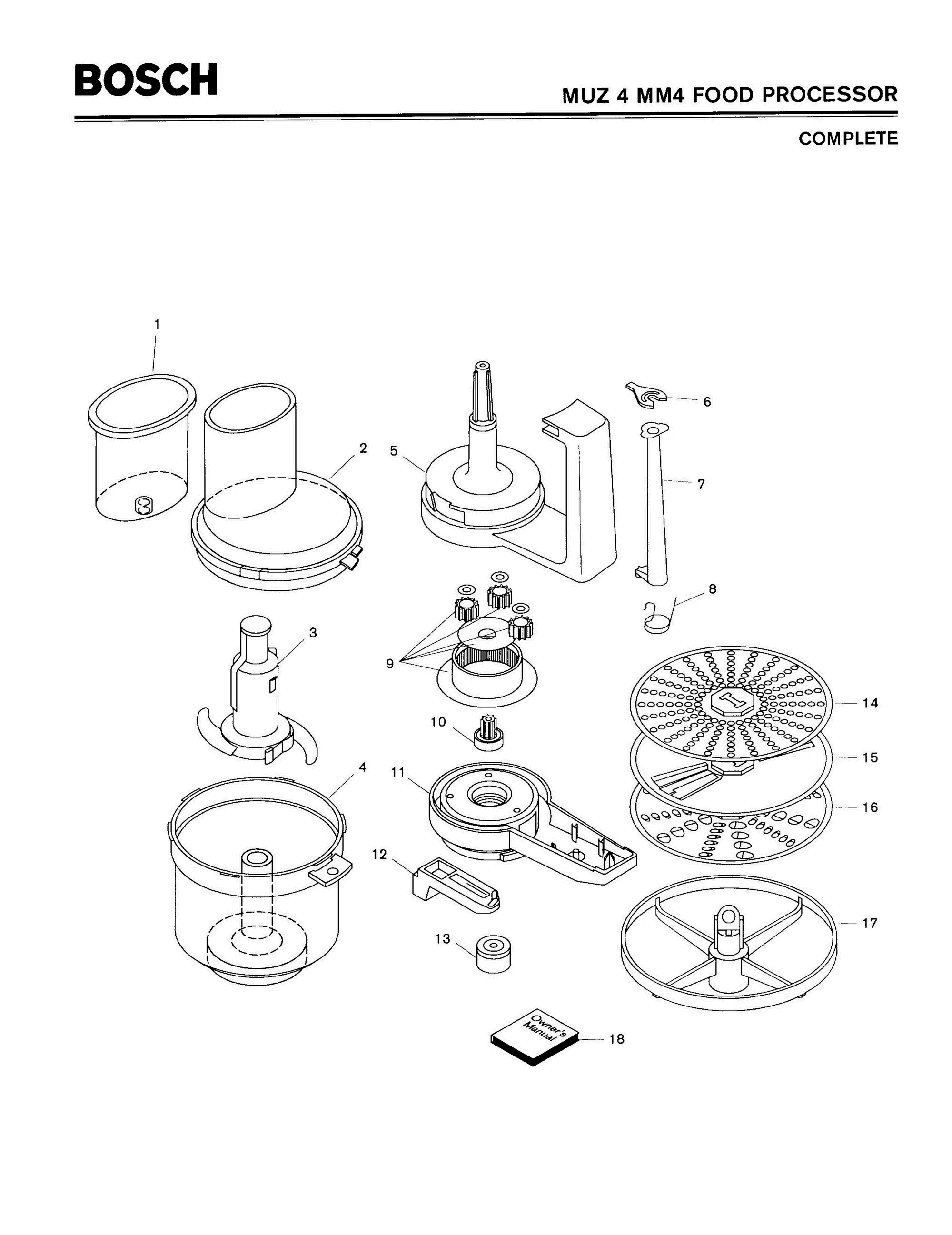 01 - COMPLETE Diagram and Parts List for MUZ4MM4  Bosch Food Processor